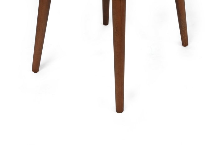 Hanah Home Alfa-464 V2 Juego de Sillas de Terciopelo Crema y Nogal con Patas de Madera de Haya, 50x90x49 cm